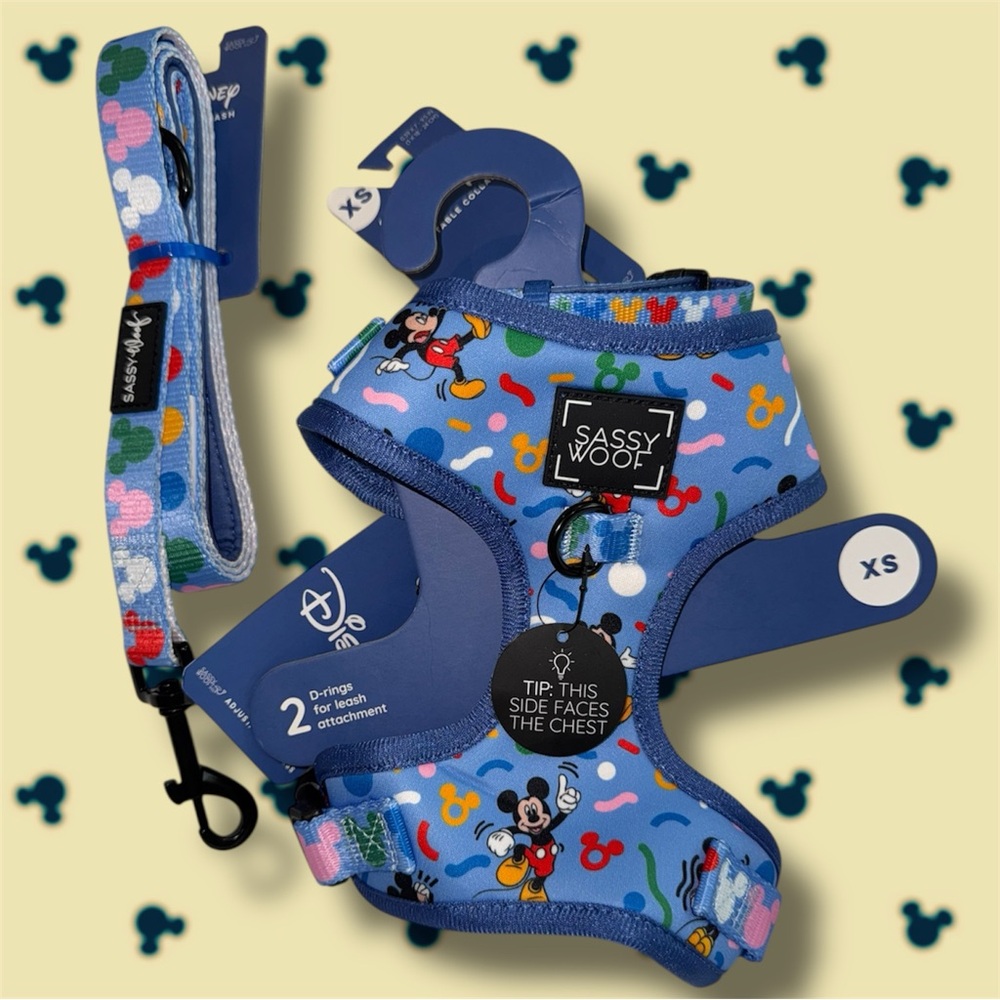 NWT✨ set Sassy Woof x Disney Mickey Confetti Party Walk Set, XS Small - Picture 7 of 13